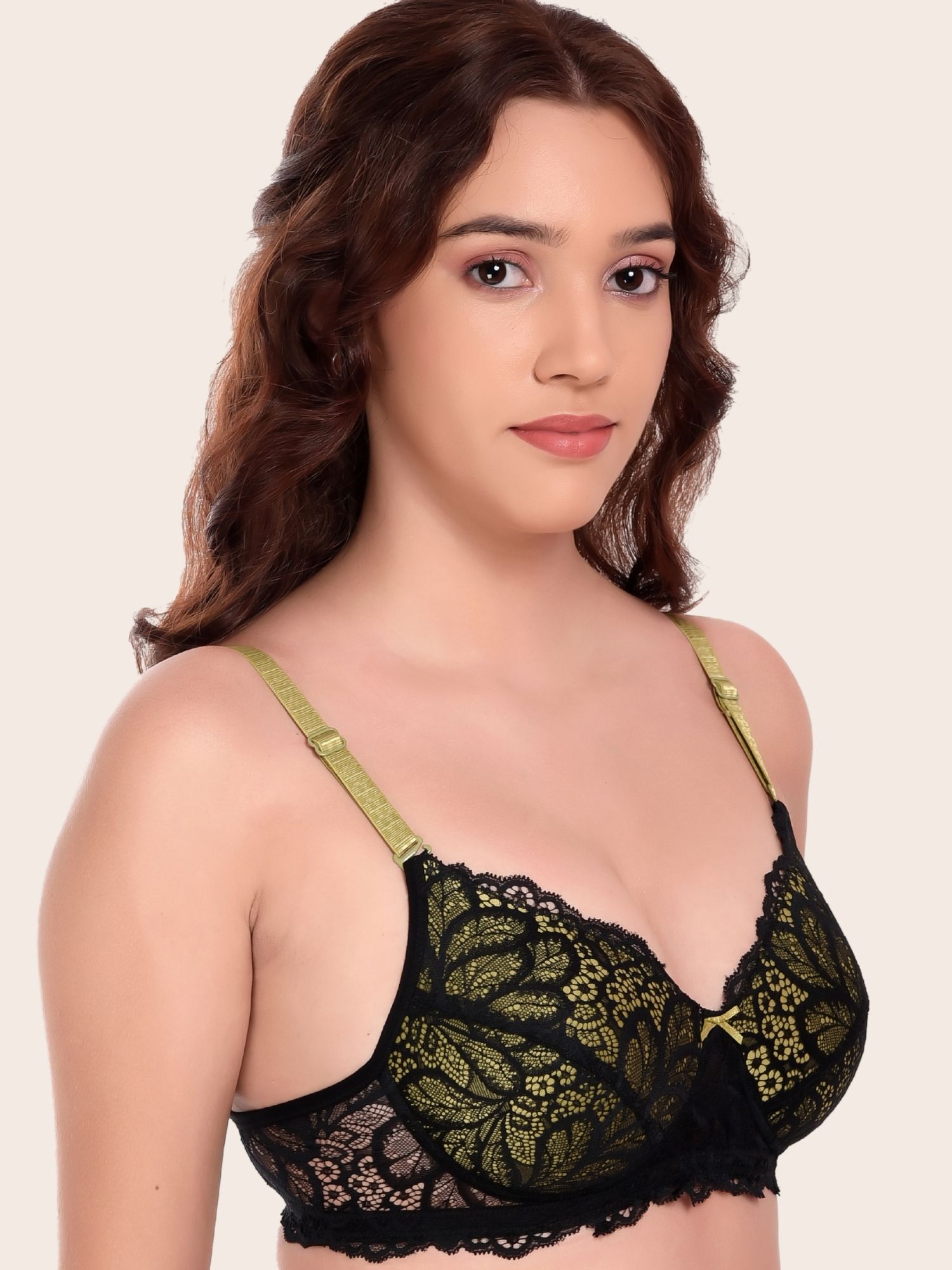 Softdots Women’s Self Design Full Coverage Lightly Padded Non-Wired Lace Bra - Image 2