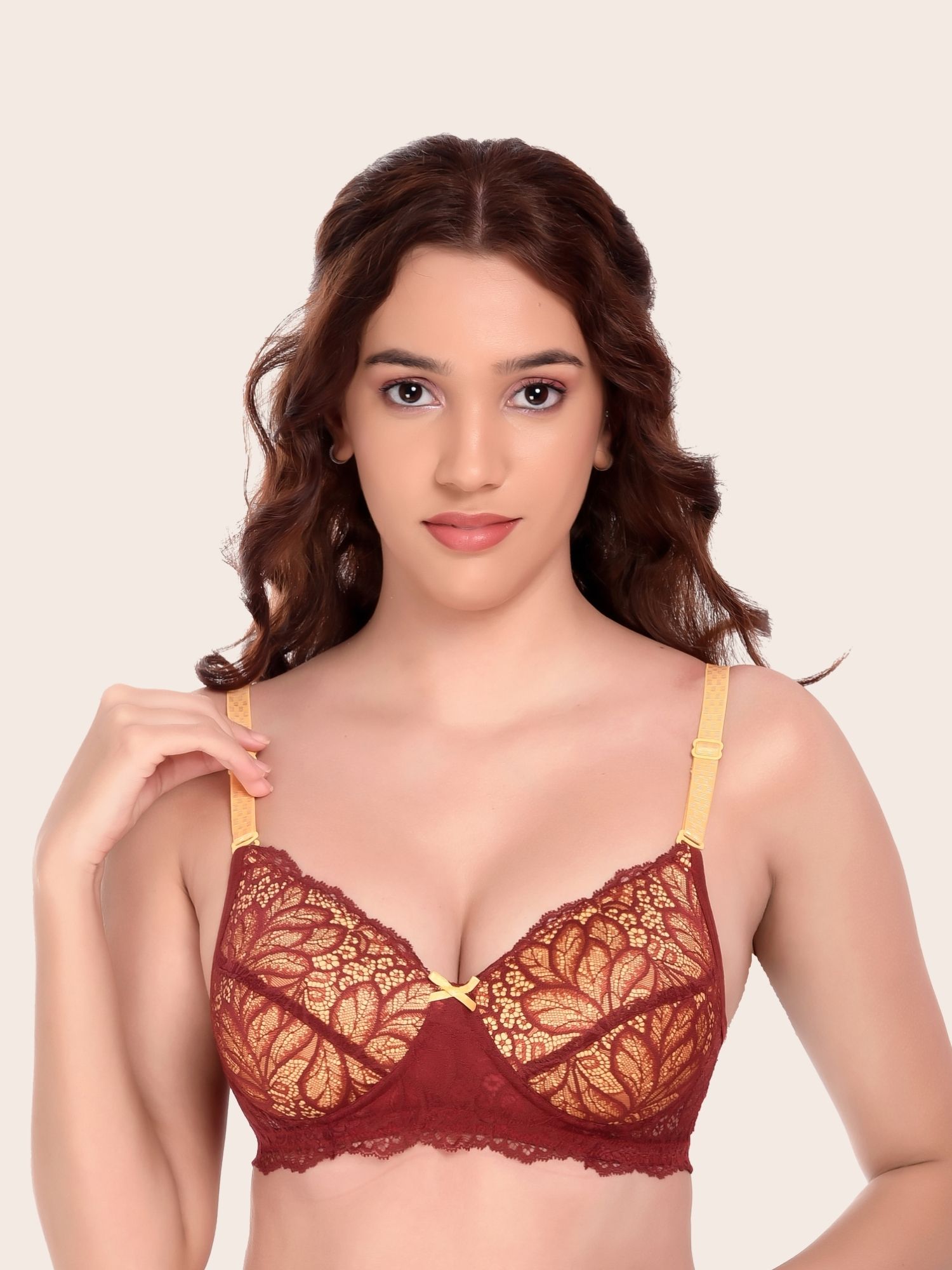 Softdots Women’s Self Design Full Coverage Lightly Padded Non-Wired Lace Bra - Image 8