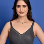 Softdots Women's Non-Padded Full Coverage Cotton Bra with Lace Detail - D.Grey