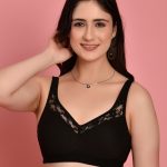 Softdots Women's Non-Padded Full Coverage Cotton Bra with Lace Detail - Black
