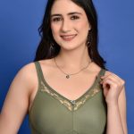Softdots Women's Non-Padded Full Coverage Cotton Bra with Lace Detail - Olive