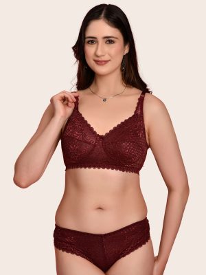 Softdots Women’s Pack of 3 Non-Padded Non-Wired Full Coverage Bra & Panty Lingerie Sets