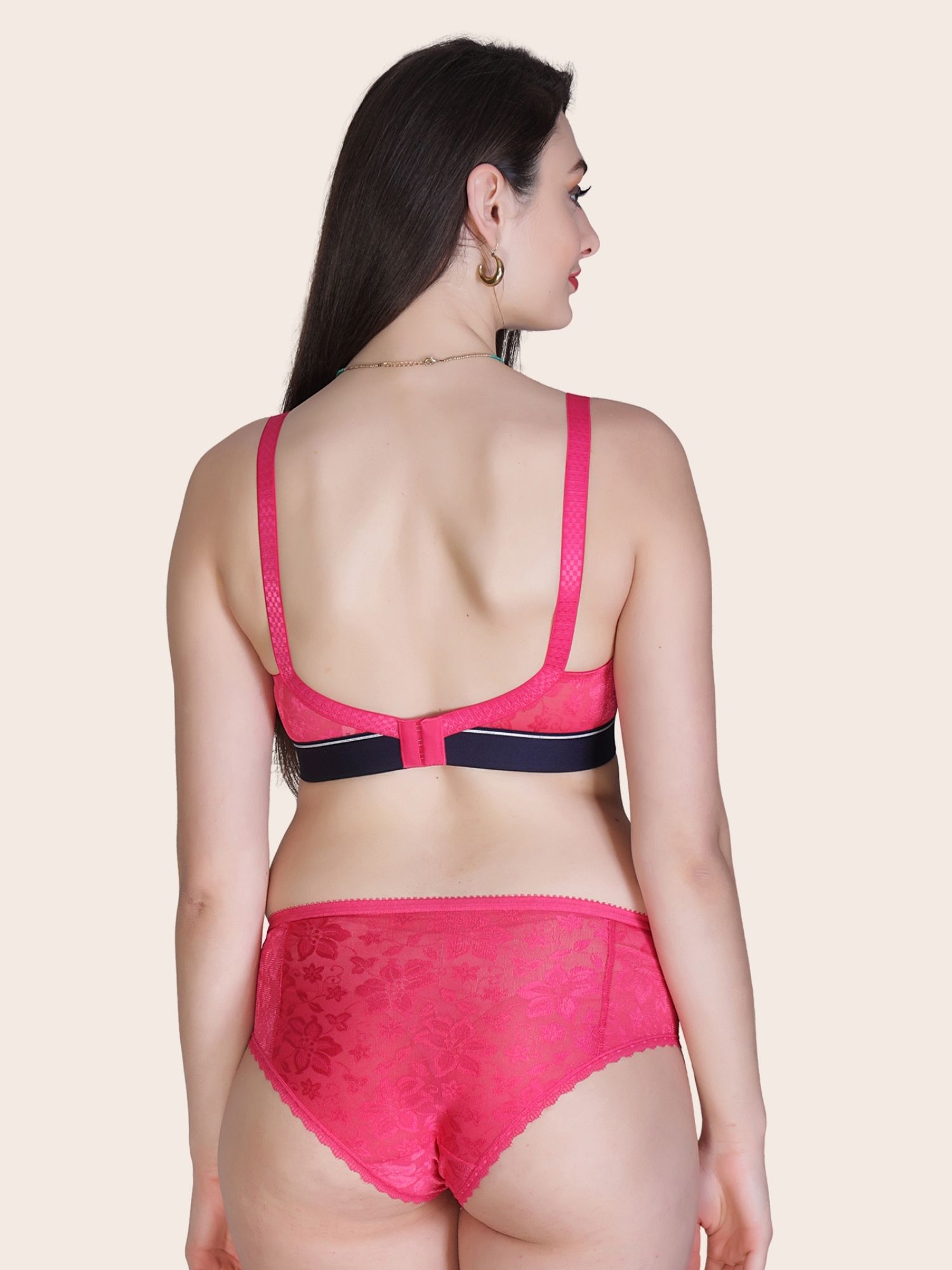 Softdots Women’s Fuchsia Non-Padded Non-Wired Bra & Panty Lingerie Set - Image 5